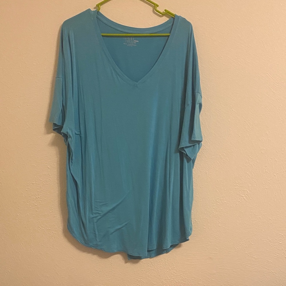 Time and Tru Teal V-Neck Short Sleeve Top